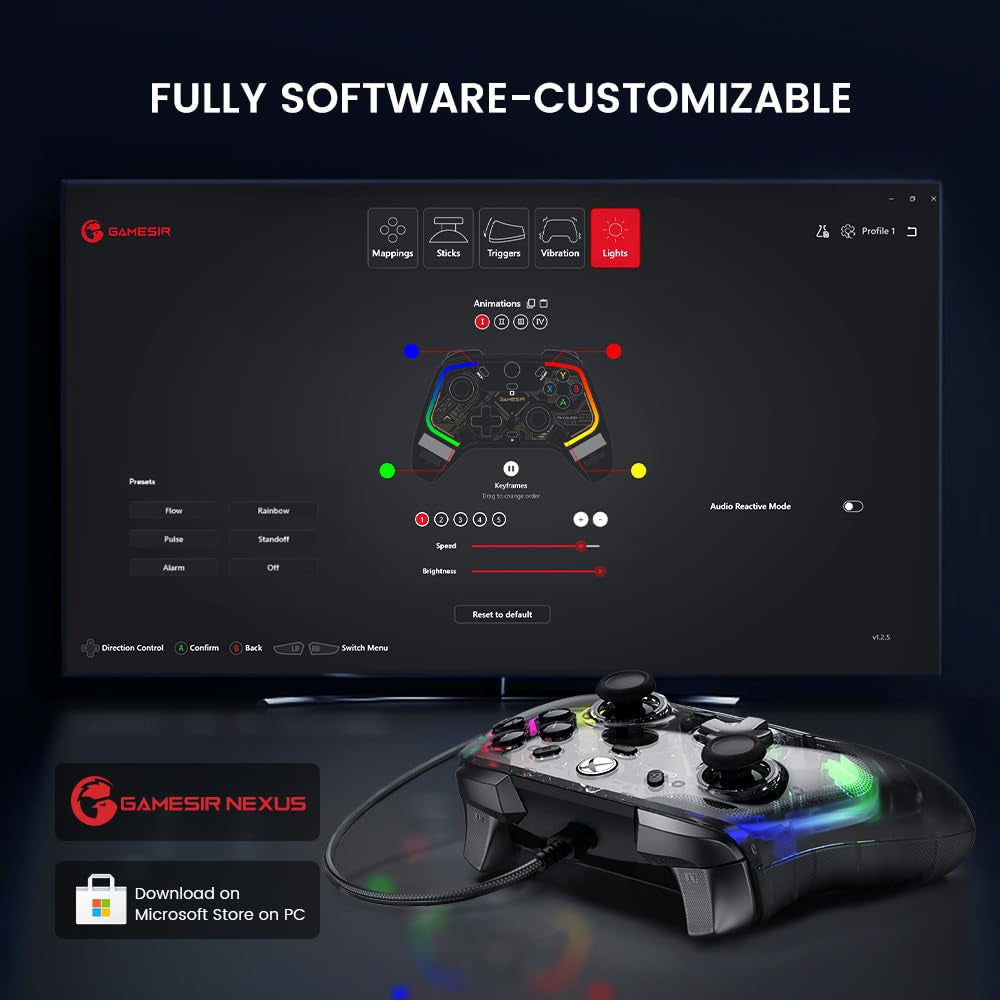 Kaleid Controller for Xbox Series X|S, Xbox One,Windows 10/11 & Steam, Wired Gaming Gamepad with Hall Effect Joysticks/Hall Trigger, Anti-Drift Joystick, plus and Play - Transparent Black