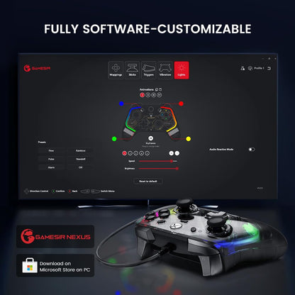 Kaleid Controller for Xbox Series X|S, Xbox One,Windows 10/11 & Steam, Wired Gaming Gamepad with Hall Effect Joysticks/Hall Trigger, Anti-Drift Joystick, plus and Play - Transparent Black