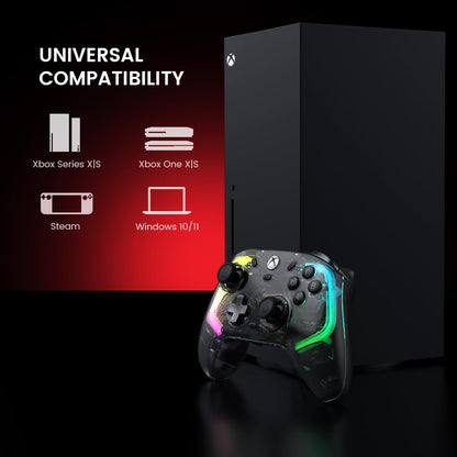 Kaleid Controller for Xbox Series X|S, Xbox One,Windows 10/11 & Steam, Wired Gaming Gamepad with Hall Effect Joysticks/Hall Trigger, Anti-Drift Joystick, plus and Play - Transparent Black