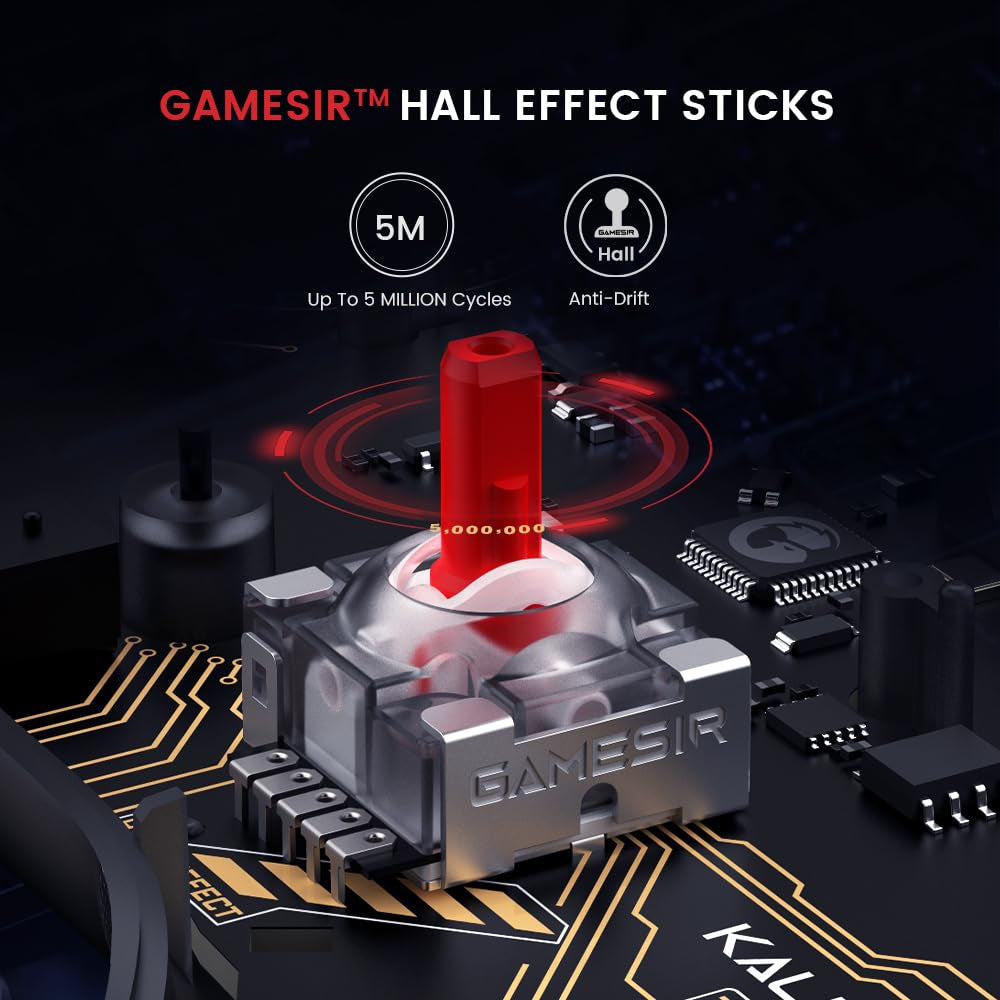 Kaleid Controller for Xbox Series X|S, Xbox One,Windows 10/11 & Steam, Wired Gaming Gamepad with Hall Effect Joysticks/Hall Trigger, Anti-Drift Joystick, plus and Play - Transparent Black