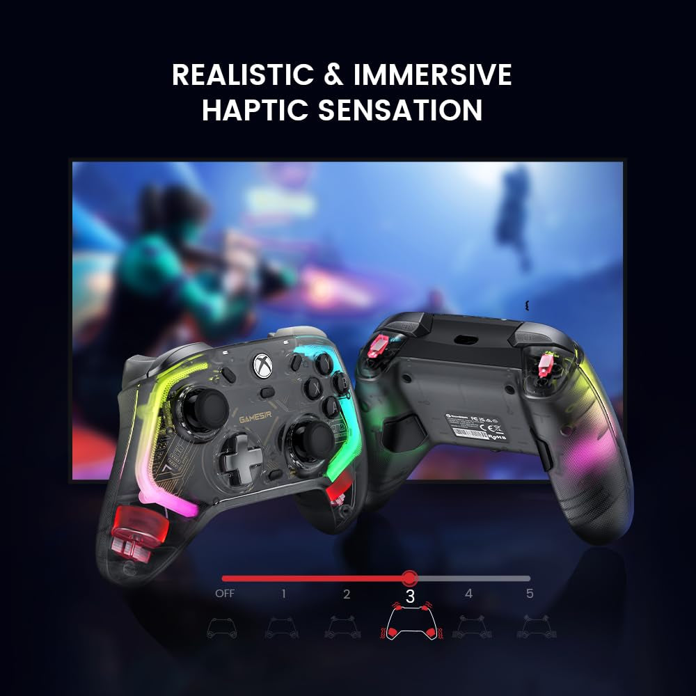 Kaleid Controller for Xbox Series X|S, Xbox One,Windows 10/11 & Steam, Wired Gaming Gamepad with Hall Effect Joysticks/Hall Trigger, Anti-Drift Joystick, plus and Play - Transparent Black