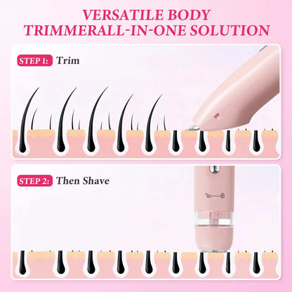 Dual-Use Charging Electric Hair Trimming Tool for Ladies, Dual Head Design for Facial & Body Grooming, Cordless Washable Device for Wet & Dry Daily Skin Grooming Supplies